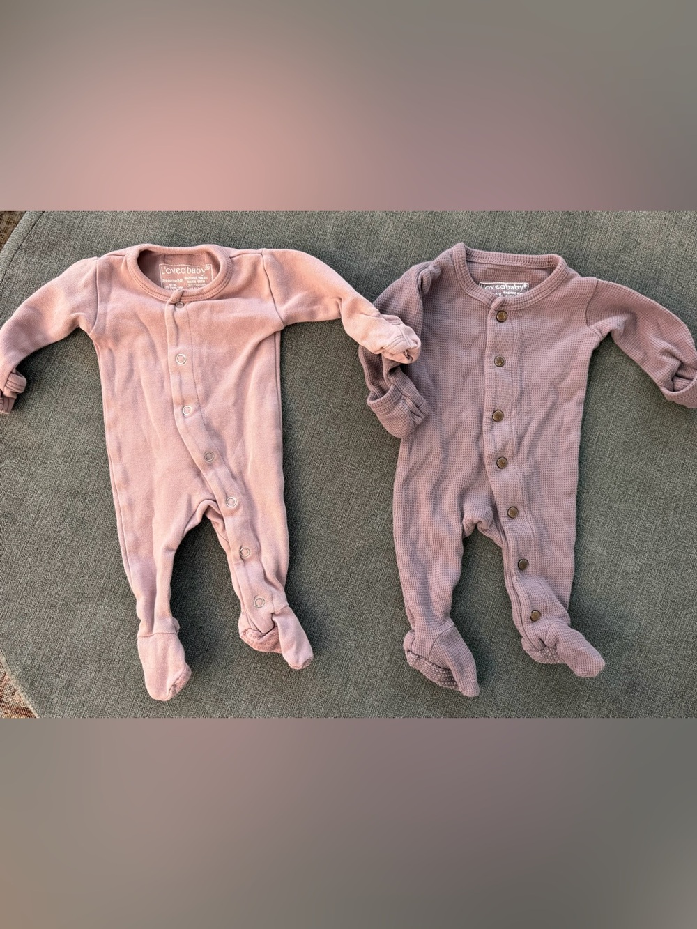 L'ovedbaby Dusty Pink Mauve Footed One-Pieces Set